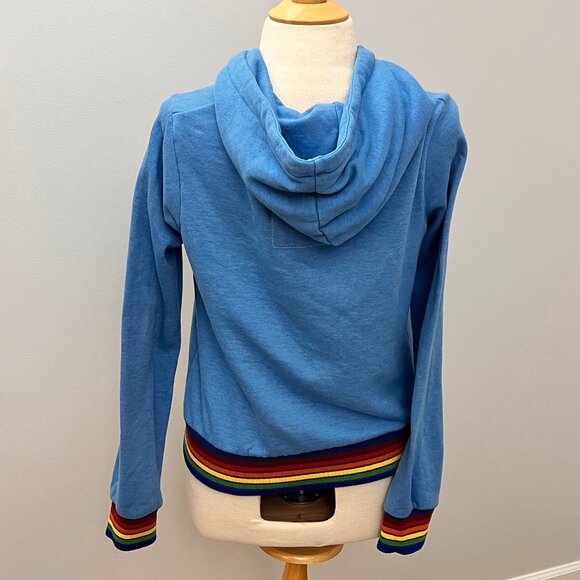 EUC Aviator Nation Rainbow Rib Zip Hoodie Light Blue Sz XS - Picture 12 of 12